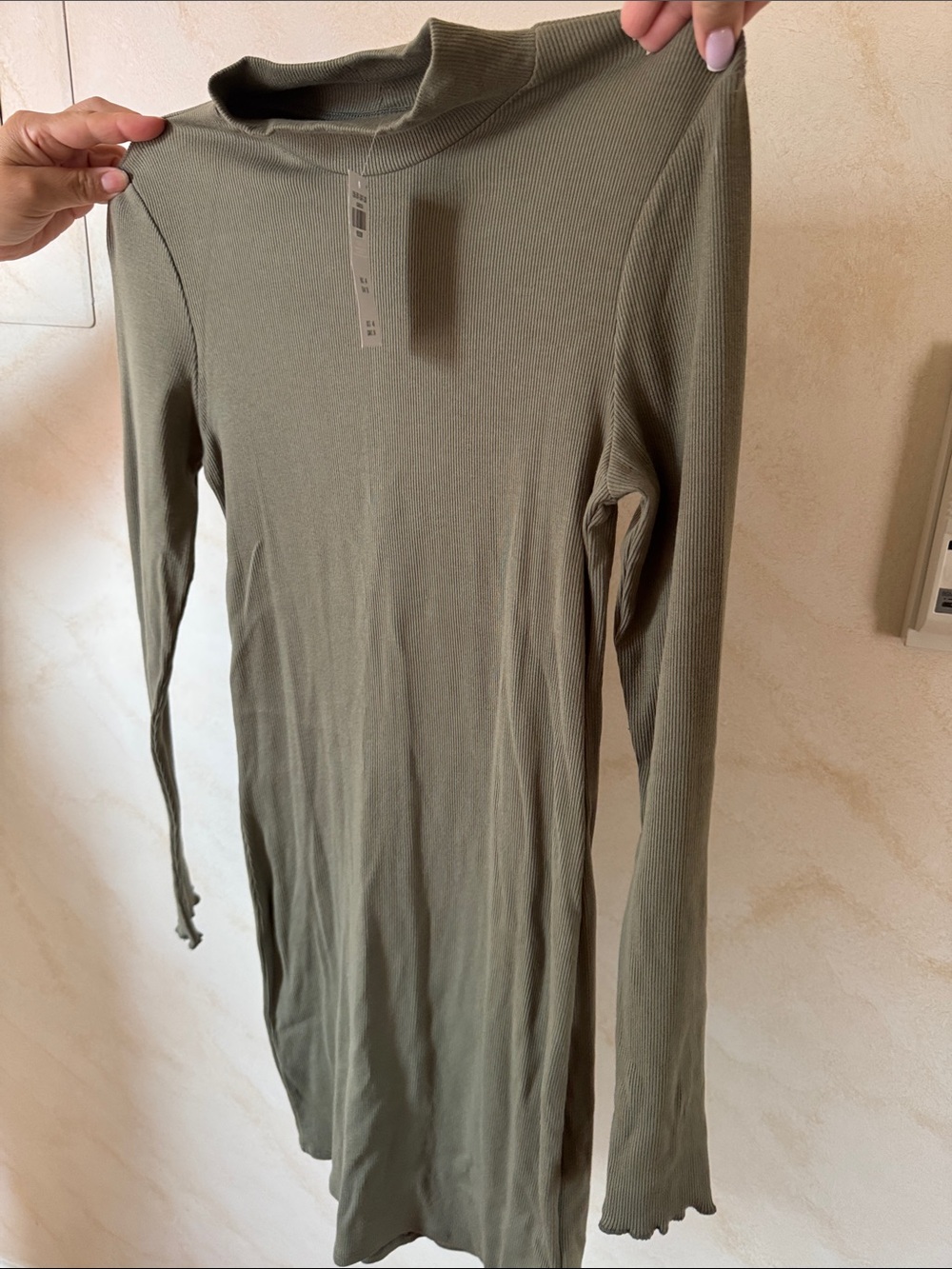 Abercrombie & Fitch Olive Green Ribbed Long Sleeve Dress